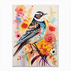 Bird Painting Collage Lark 1 Canvas Print