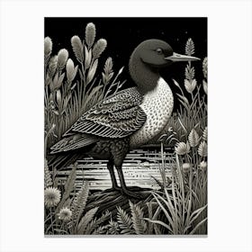 Bird Linocut Common Loon Canvas Print