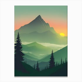 Misty Mountains Vertical Composition In Green Tone 117 Canvas Print