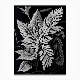 Madder Leaf Linocut 1 Canvas Print