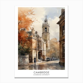 Cambridge University 6 Watercolor Travel Poster Canvas Print