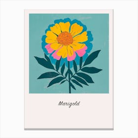 Marigold 2 Square Flower Illustration Poster Canvas Print