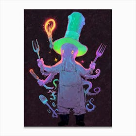 A Octopus With A Chefs Hat Juggling 2 Canvas Print