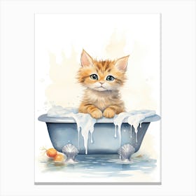 Singapura Cat In Bathtub Bathroom 4 Canvas Print