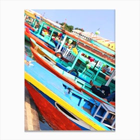 Colorful Boats In The Harbor Canvas Print