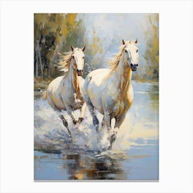 Horses Painting In Camargue, France 4 Canvas Print