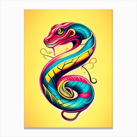 Whip Snake Tattoo Style Canvas Print