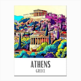 Athens Colorful Cityscape 2 Canvas Print