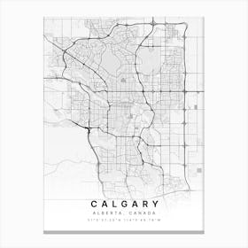 Calgary Alberta Canada White Map Canvas Print