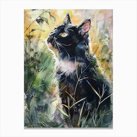 Cat Pastel Watercolour 3 Canvas Print