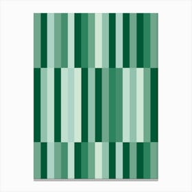 Green Stripes Geometric Pattern Abstract Canvas Print