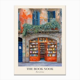 Barcelona Book Nook Bookshop 3 Poster Canvas Print