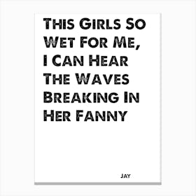 The Inbetweeners, Quote, Jay, Waves Breaking In Her Fanny Canvas Print