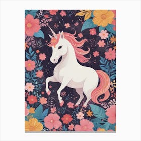 Unicorn In Flowers Canvas Print