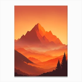 Misty Mountains Vertical Composition In Orange Tone 355 Canvas Print
