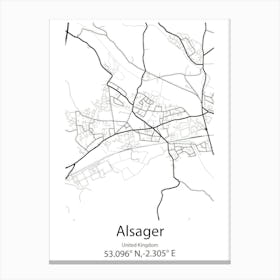 Alsager,United Kingdom Minimalist Map Stampe su tela