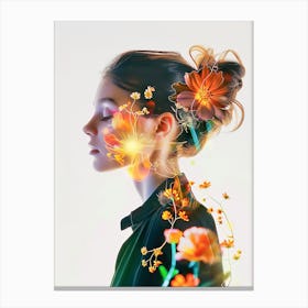 "Double Exposure Floral Fantasy Art" Canvas Print