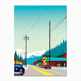 Fernie, Canada Midcentury Vintage Skiing Poster Canvas Print