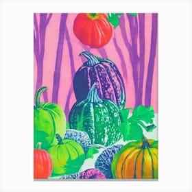 Acorn Squash Risograph Retro Poster vegetable Canvas Print