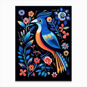 Folk Bird Illustration Blue Jay 3 Canvas Print