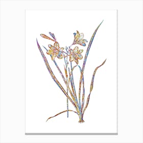 Stained Glass Daylily Mosaic Botanical Illustration on White n.0281 Canvas Print