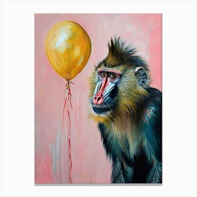 Cute Mandrill 2 With Balloon Canvas Print