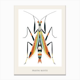 Colourful Insect Illustration Praying Mantis 1 Poster Canvas Print