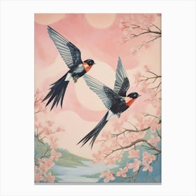 Vintage Japanese Inspired Bird Print Barn Swallow 6 Canvas Print