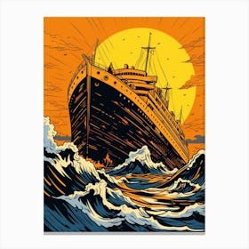Titanic Ship Bow Pop Art Illustration 3 Canvas Print