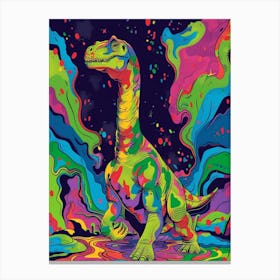 Swirl Green Dinosaur Illustration Canvas Print