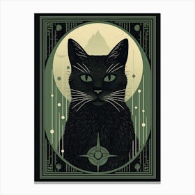 The Moon, Black Cat Tarot Card 3 Canvas Print