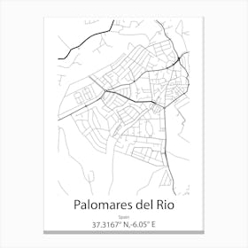 Palomares Del Rio,Spain Minimalist Map Stampe su tela