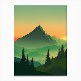 Misty Mountains Vertical Background In Green Tone 8 Canvas Print