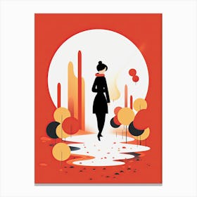 Illustration Of A Woman Walking Canvas Print