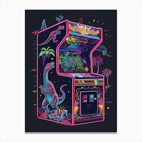 Neon Dinosaur Retro Video Game Canvas Print