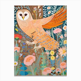 Maximalist Bird Painting Barn Owl 1 Canvas Print