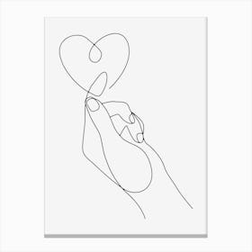 Hand holding a heart monoline drawing Canvas Print