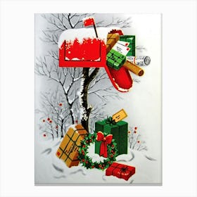 Mailbox On A Snow Full Of Holiday Letters And Presents Canvas Print