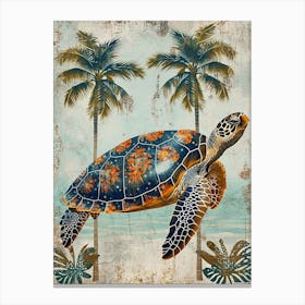 Palm Tree Sea Turtle Wallpaper Inspired 1 Canvas Print
