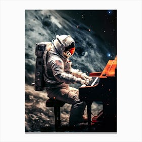 Astronaut Playing Piano In Space Canvas Print