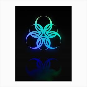 Neon Blue and Green Abstract Geometric Glyph on Black n.0301 Canvas Print
