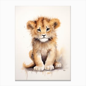 Drawing Watercolour Lion Art Painting 4 Canvas Print