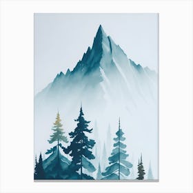 Mountain And Forest In Minimalist Watercolor Vertical Composition 52 Canvas Print