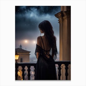 Woman In A Black Dress Canvas Print