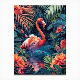 Greater Flamingo Greece Tropical Illustration 4 Canvas Print