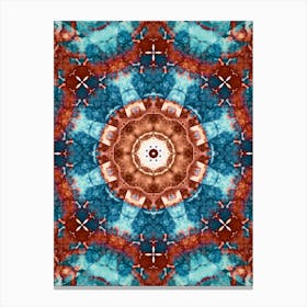 Alcohol Ink Blue And Red Abstract Pattern Canvas Print