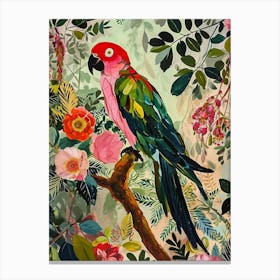 Floral Animal Painting Parrot 1 Canvas Print