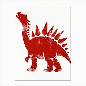 Red Stegosaurus Dinosaur Silhouette 2 Canvas Print