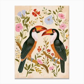 Folksy Floral Animal Drawing Toucan 4 Canvas Print