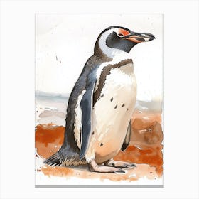 Humboldt Penguin Carcass Island Watercolour Painting 1 Canvas Print